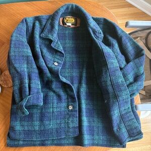 Vintage Woolrich Blue and Green Plaid Wool Jacket
